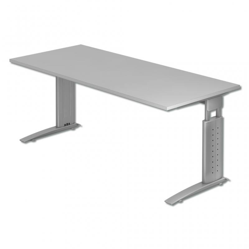 L-Fuß Schreibtisch mit grauer Oberfläche hier bestellen