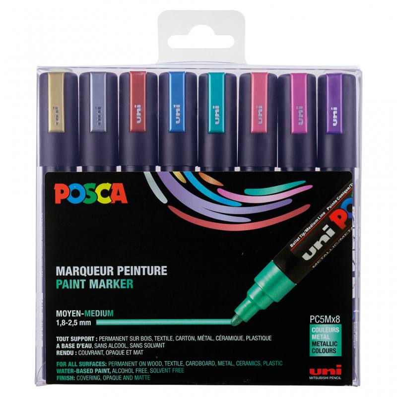 POSCA Metallic-Stifte, 8er Set, mittelfeine Spitze