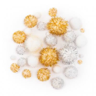 Folia® Pompons Glitter X-MAS