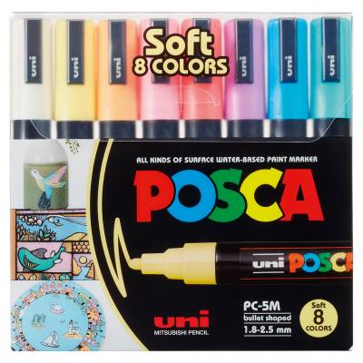 POSCA Pastellfarben, 8er Set, mittelfeine Spitze