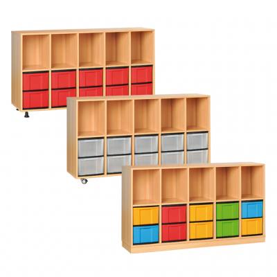 Modulus® Klassenzimmer-Regal mit 5 Fächern und 10 große Schubladen