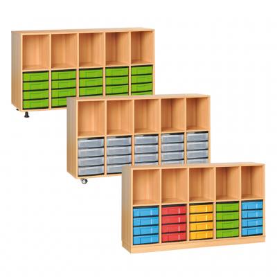 Modulus® Klassenzimmer-Regal mit 5 Fächern und 20 kleinen Schubladen