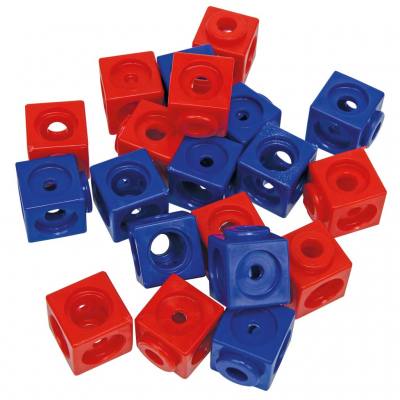 20 Steckwürfel (10x rot, 10x blau)